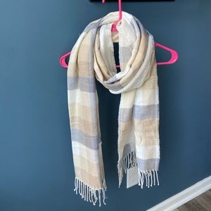 Charming Charlie Tan, Cream & Grey Plaid Scarf